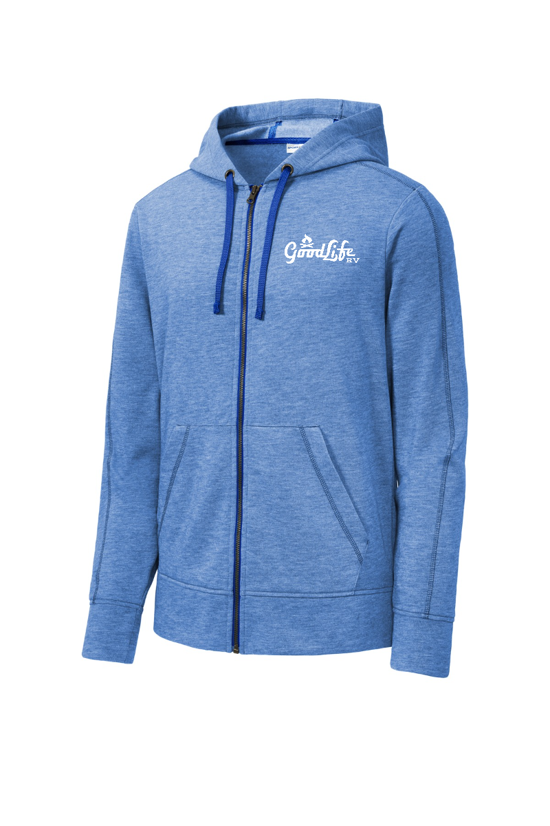 Sport-Tek PosiCharge Tri-Blend Wicking Fleece Full-Zip Hooded Jacket - ST293 - EMB