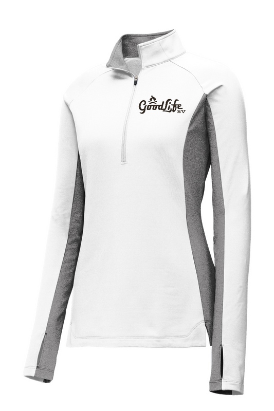 Sport-Tek® Women's Sport-Wick® Stretch Contrast 1/4-Zip Pullover - LST854 - EMB