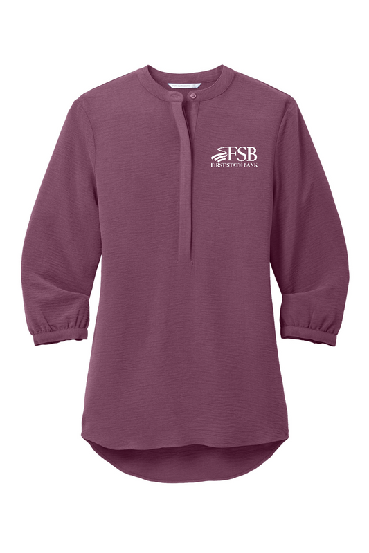 Port Authority Ladies 3/4-Sleeve Textured Crepe Tunic - LW713 - FSB
