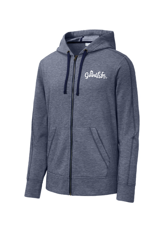 Sport-Tek PosiCharge Tri-Blend Wicking Fleece Full-Zip Hooded Jacket - ST293 - EMB